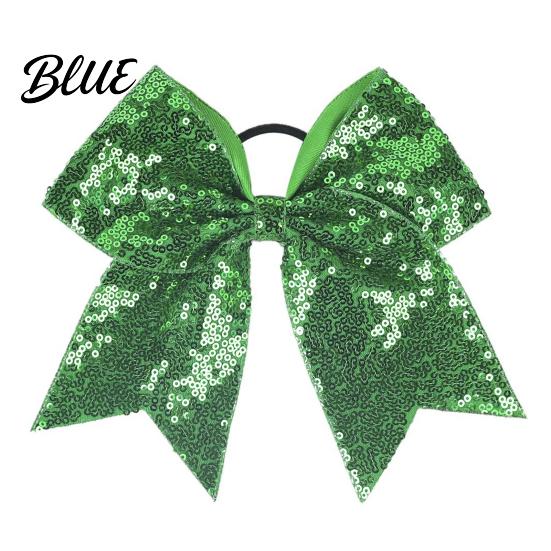 Large Glitter Bow Ties Sequins Hair Bows Elastic Tie Cheerleading Bands for Girls Band Ponytail Holder Scrunchies Women Teens Kids Colorful Sequin