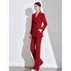 2026 Red Double-Breasted Slim-Fit Suit Set: Spring/Autumn Professional Host Wear