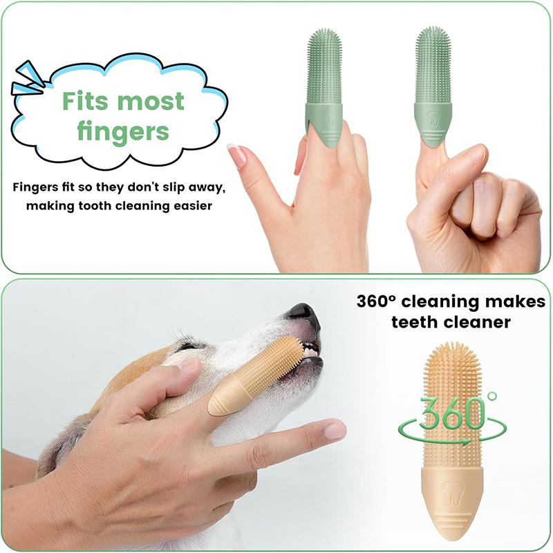 LMETJMA 1 Piece Dog Toothbrush 360° Cleaning Finger Toothbrush For Dogs and Cats Soft Silicone Dog Finger Toothbrush JT391