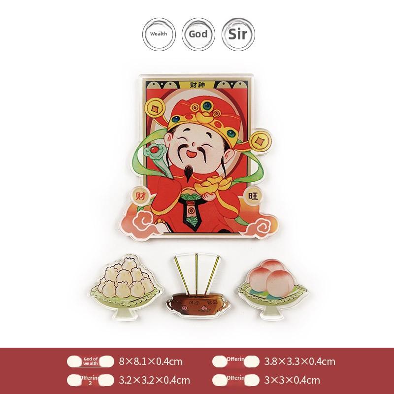 Magnetic Soft Magnetic Creative Home Stickers, Cute God of Wealth, Kitchen God and Matchmaker Magnetic Stickers