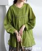 Antiqua Embroidered Long Sleeve Indian One Size Green Women's Blouse, Cotton, IYA-00076, 30,