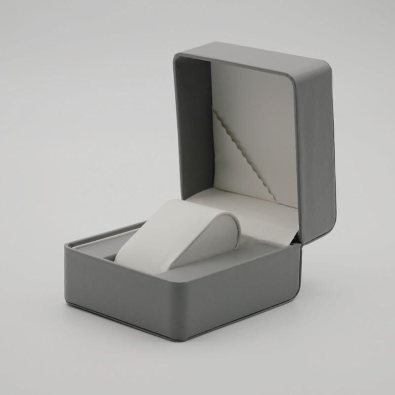 

Rounded Corner PU Leather Single Watch Storage Box with Threaded Flip Cover