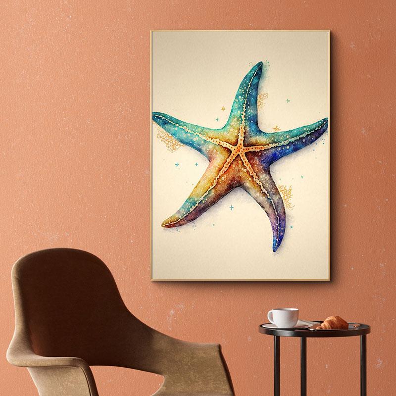 Different Styles Of Cute Starfish Sea Wall Art Canvas Painting Cartoon Colors Poster Wall Pictures Home Decor For Living Room
