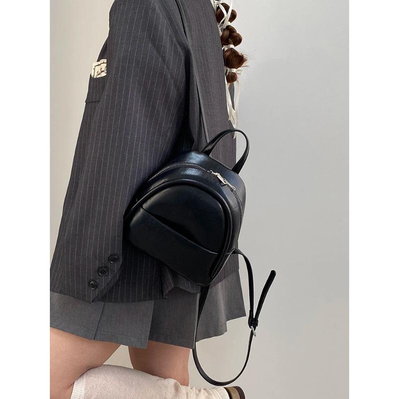 Solid Color Ladies Mini Backpack Fashi Pu Leather Women's Double Shoulder Bag Simple Casual Female Small Handbags Purse Tote