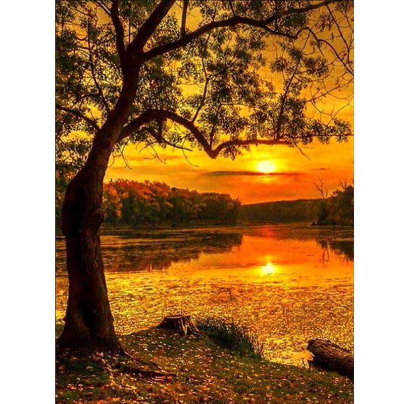 5D DIY Diamond Painting Autumn Forest Diamond Embroidery Cross Stitch Kit Full Rhinestone Mosaic Home Decor
