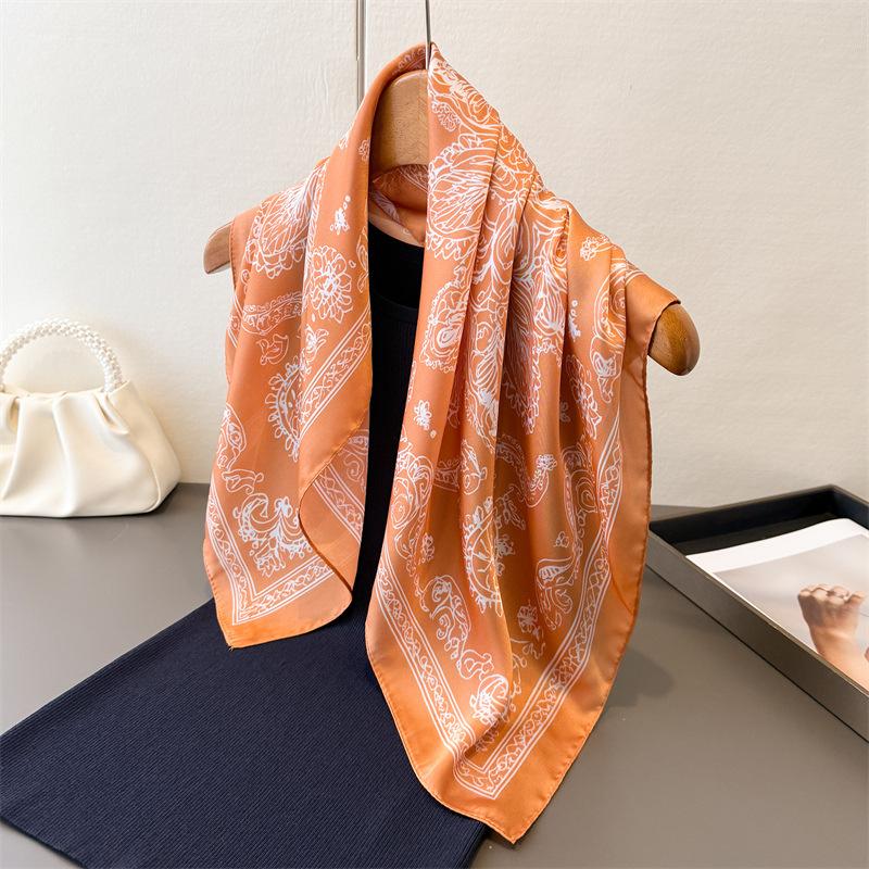 New Paisley Print Silk Scarf For Women Square Hijab Soft Neck Tie Female Fashion Decoration Silk Headscarf 70*70Cm Kerchief