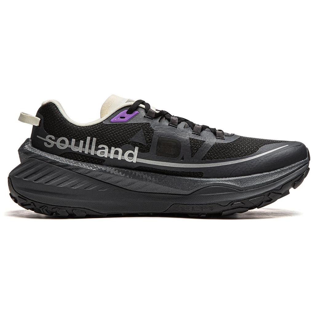 New SOULLAND x LiNing Dilu Cushioning Slip Resistant Abrasion Resistant Rebound Low Top Running Shoes Men's Black ARNU003-20