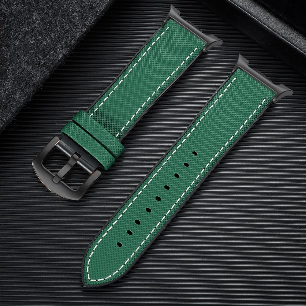 Premium Gummi-Nylon Hybrid-Uhrenarmband für Samsung Galaxy Watch 8 Classic 46mm 44mm 40mm Armband Wasserdichtes Sport-Armband