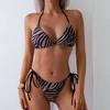 Sexy Pruhované Mikro Bikiny 2025 Trend Dámske Plavky Ženské Zaväzovanie za Krk Plavky Tangá Bikiny Set Dvojdielne Plážové Oblečenie Kúpací Oblek