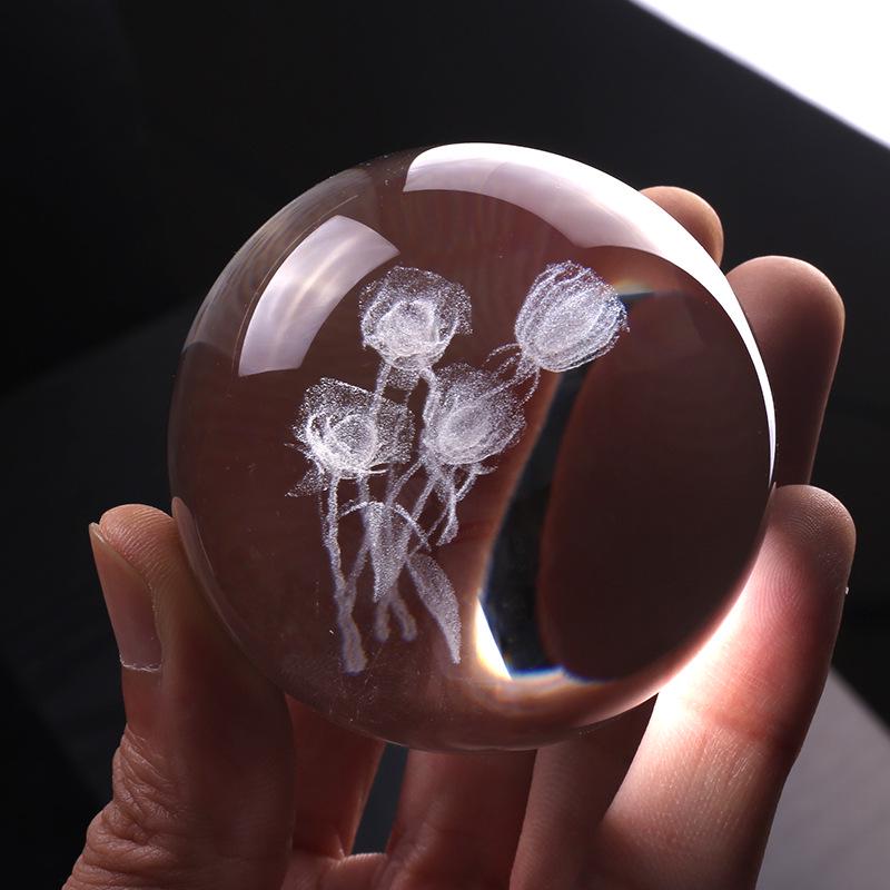 Crystal Rose Carved Ball - Modern Home Decoration Ornament