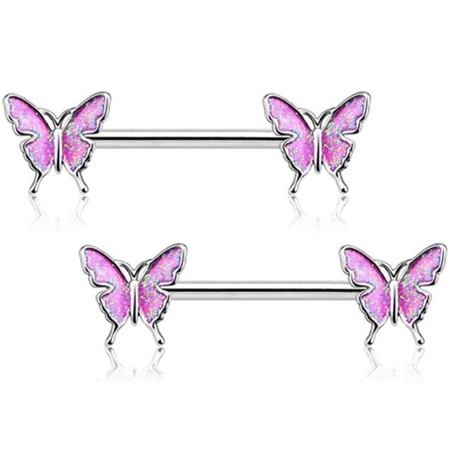 Rosa Herz Brustwarzenpiercing Stange Set Glänzende Kristall Brustwarzenringe Großpackung Für Frauen Blume Brustwarzen Schmuck Packung Piercing Teton Mengen
