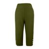 Damen Capri-Hose mit hohem Bund, dehnbar, lässige verkürzte Hose mit Seitentaschen und Knopfdetail am Bein