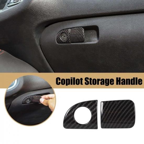 For Dodge Challenger 2015+ Copilot Storage Box Handle Cover Trim Carbon Fiber