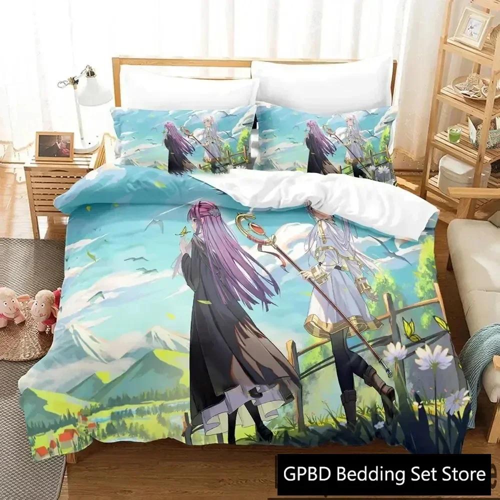 3D Print Anime Frieren Comfortable Duvet Quilt Cover Pillowcase Bedding Set Children Bedroom Decoration Home Textile