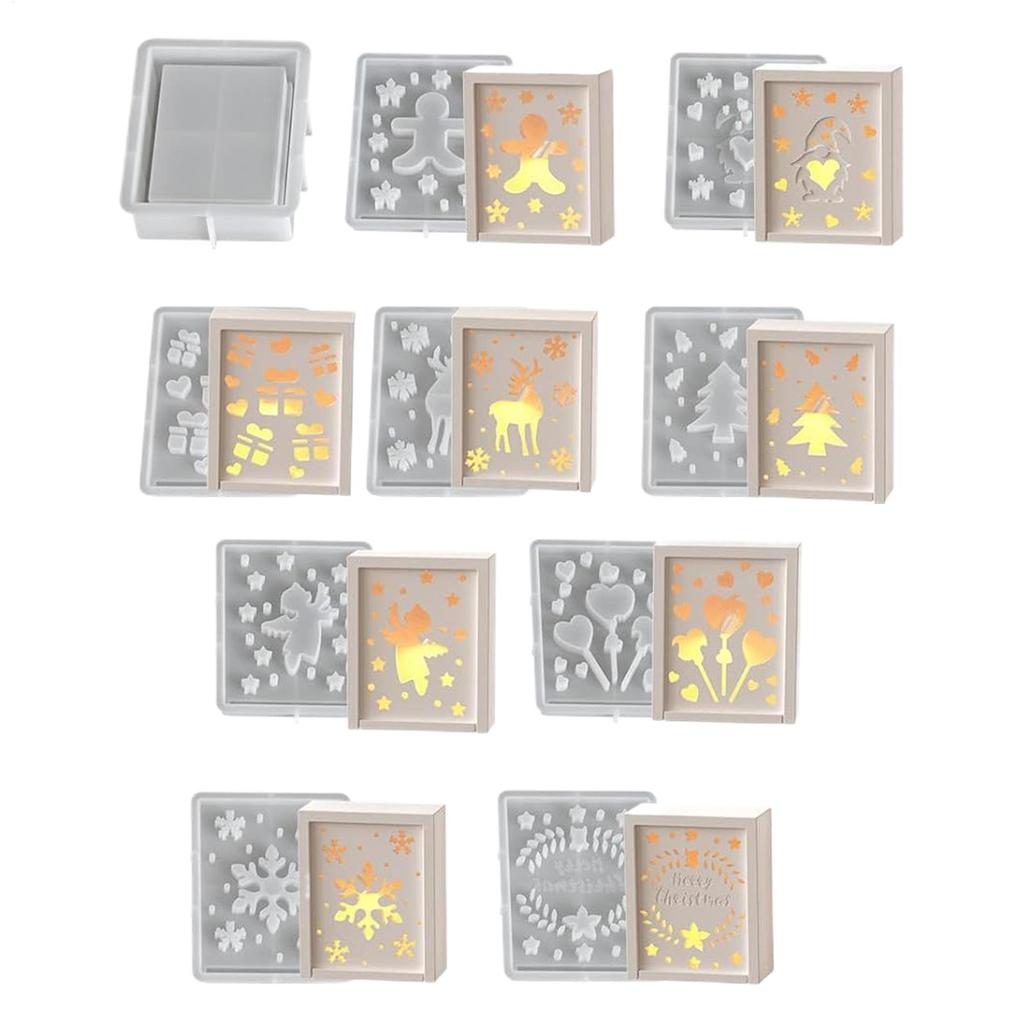 10 Pieces Christmas Themed Silicone Casting Mold Elk, Angel, Christmas Tree Reusable Gypsum Molds Non-Stick Home Decor