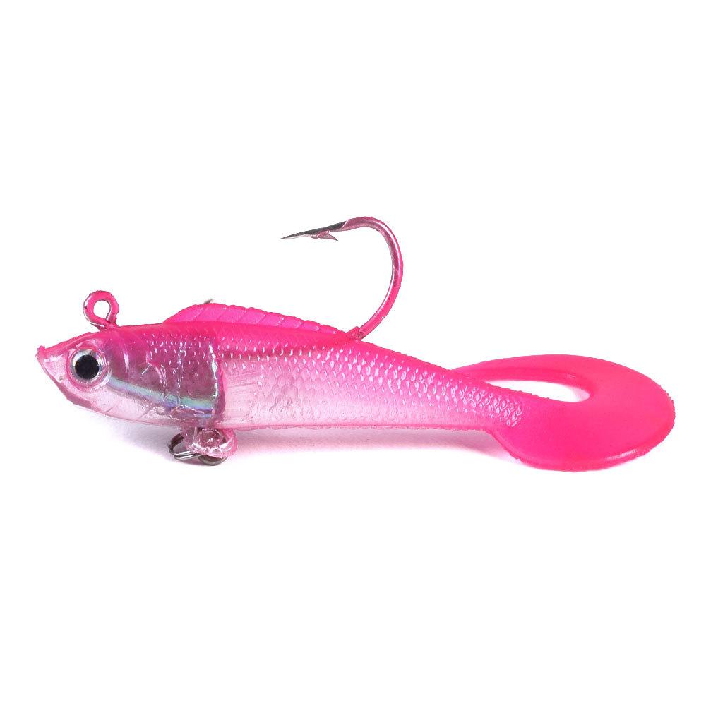 Lead-Wrapped Fish Luya Bait Curling Tail Fake Bait 7Cm9G Lead Head Hook Curling Tail Soft Bait Outdoor Bait