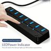 LED Göstergeli, Bağımsız Anahtar Kontrollü 4/7 Portlu USB 3.0 Hub (Dizüstü Bilgisayar, Flash Bellek, Sabit Disk, Yazıcı, Kamera, Klavye için)