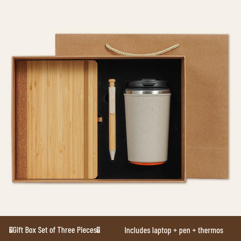 Eco-friendly Bamboo Notebook & Anti-spill Coffee Cup Gift Set
