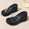 Fashion Comemore Retro Women's Thick Bottom Slippers Summer Shoes for Women Casual Outside Wear PVC Transparent Black Wedges Sandals