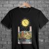 The Moon Tarot Card T Shirt Gothic Occult Vintage Washed Slightly Breathable Homme Soft Casual Stylish Graphic Comfortable