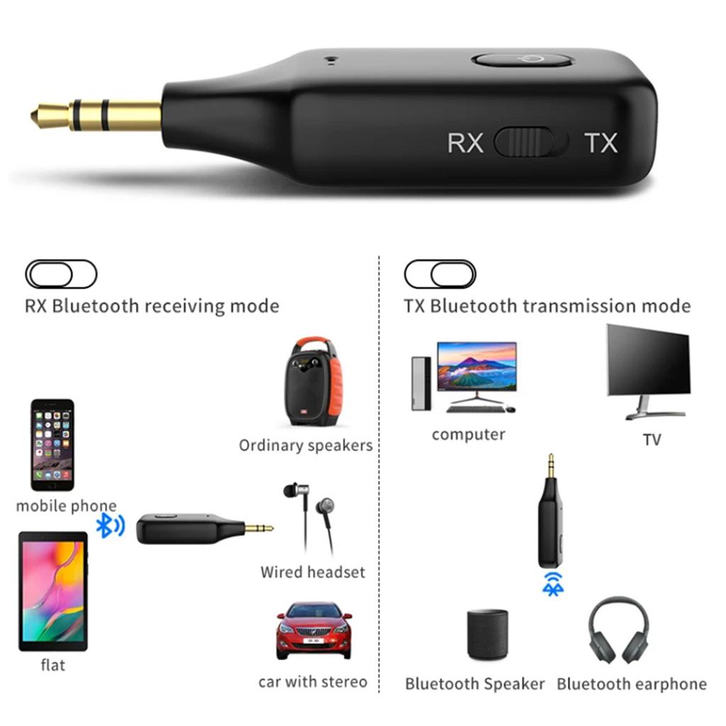 Car Audio Adapter Transmitter Music Receiver Wireless Extender Speaker With Built-In Microphone Hand Free Calling 3.5MM Port