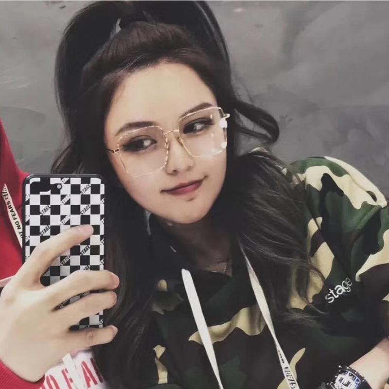 Store firkantede vanlige briller Metall Gjennomsiktige Dame Brilleinnfatninger Styrke Optiske Brilleinnfatninger