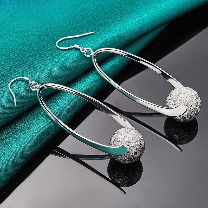 

Сережки-краплі з матових намистин зі стерлінгового срібла 925 проби, модні ювелірні вироби, подарунок