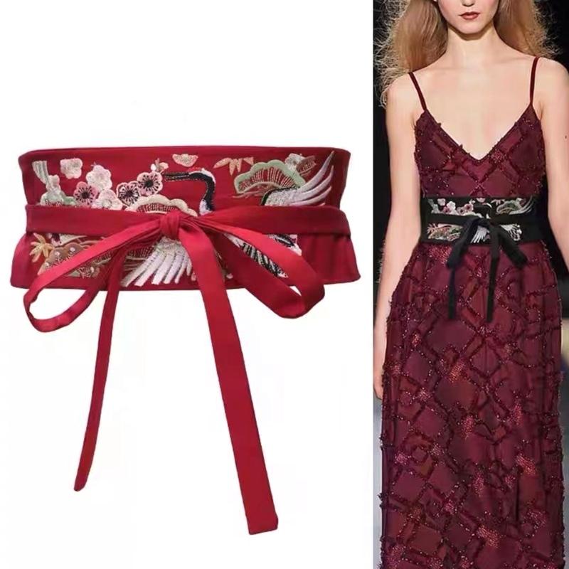 Exquisite Embroidery Hanfu Waistband for Women Wrap Dress Halter Dress Tie Belt