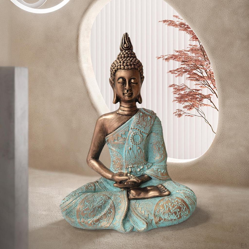 Buddha Statue Resin Craft Thailand Figurine for Desktop Car Interior Decor