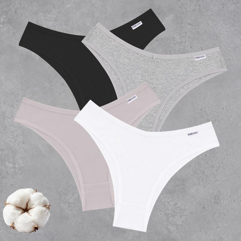 4PCS Seamless Cotton Bikini Panties For Women Sexy Low Waist Breathable Brazilian Pants Female Soft Intimate Lingerie