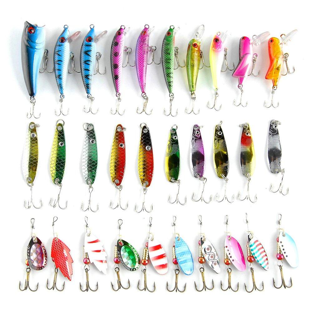 

Zmart 30-Piece Lure Set, 3g/7g, Minnow, Popper, Spinner, Spoon, Metal, Mixed Fishing Tackle, Hard Lures, Artificial Bait, Pesca