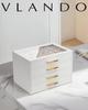 Vlando Glass Lid 4 Drawer Jewelry Box Jewelry Box for Accessories Storage Organizer Women's Necklaces, Rings, Earrings, Bracelets,