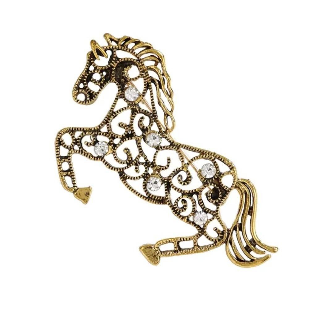 Horse Year Zodiac Horse Head Brooch Chinese New Year Metal Pony Badge Pin Zodiac Animal Pins Gift