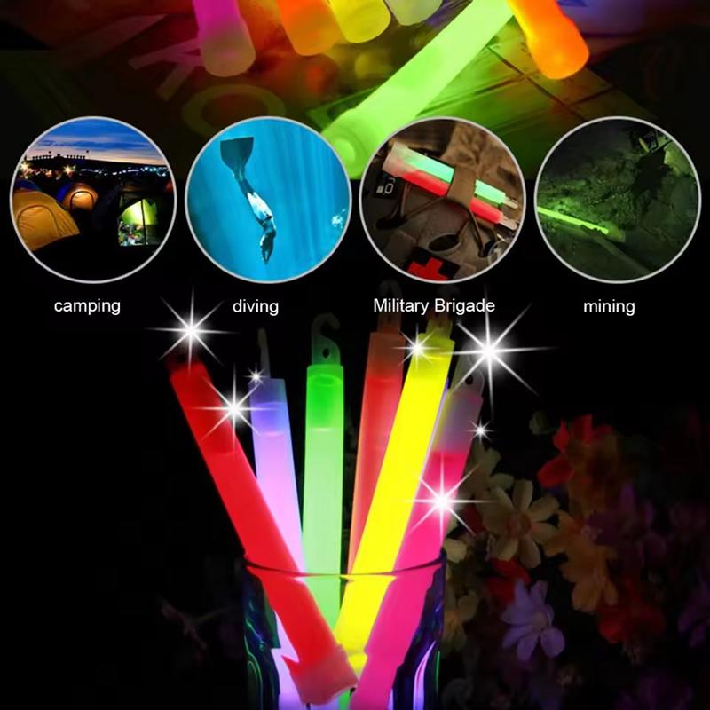5/10pcs Glow Sticks With Hook Glow In The Dark Party Wedding Decoration Supplies Hiking Camping Outdoor Emergency Light Up Stick
