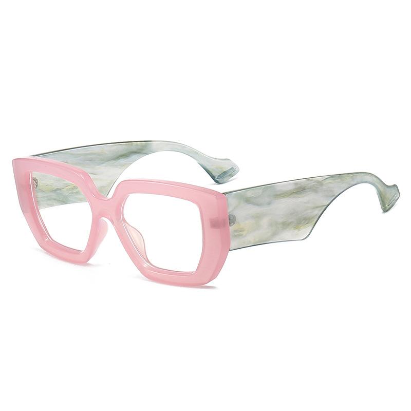 Trendy Thick Frame Oversized Square Glasses Women Men Colorful Wide Legs Eyewear Frame Female Green Optical Transparent Lens