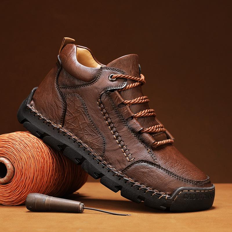 New Arrival Men High Top Shoes Treking Footwear Outdoor Leather Ankle Boots Fashion Lace Up Motorcycle Boots Non-Slip Man Botas