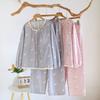 2026 New Women's Spring/Summer Pajama Set 100% Cotton Round Neck with Chest Cushion Sweet Loose Thin Long Sleeve Home Clothes