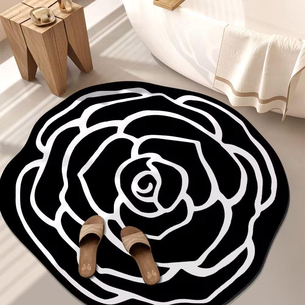 

Rose Line Diatomaceous Earth Non-slip Bathroom Mat - Water-absorbing, Washable, and Dirt-resistant Rug 60x60cm