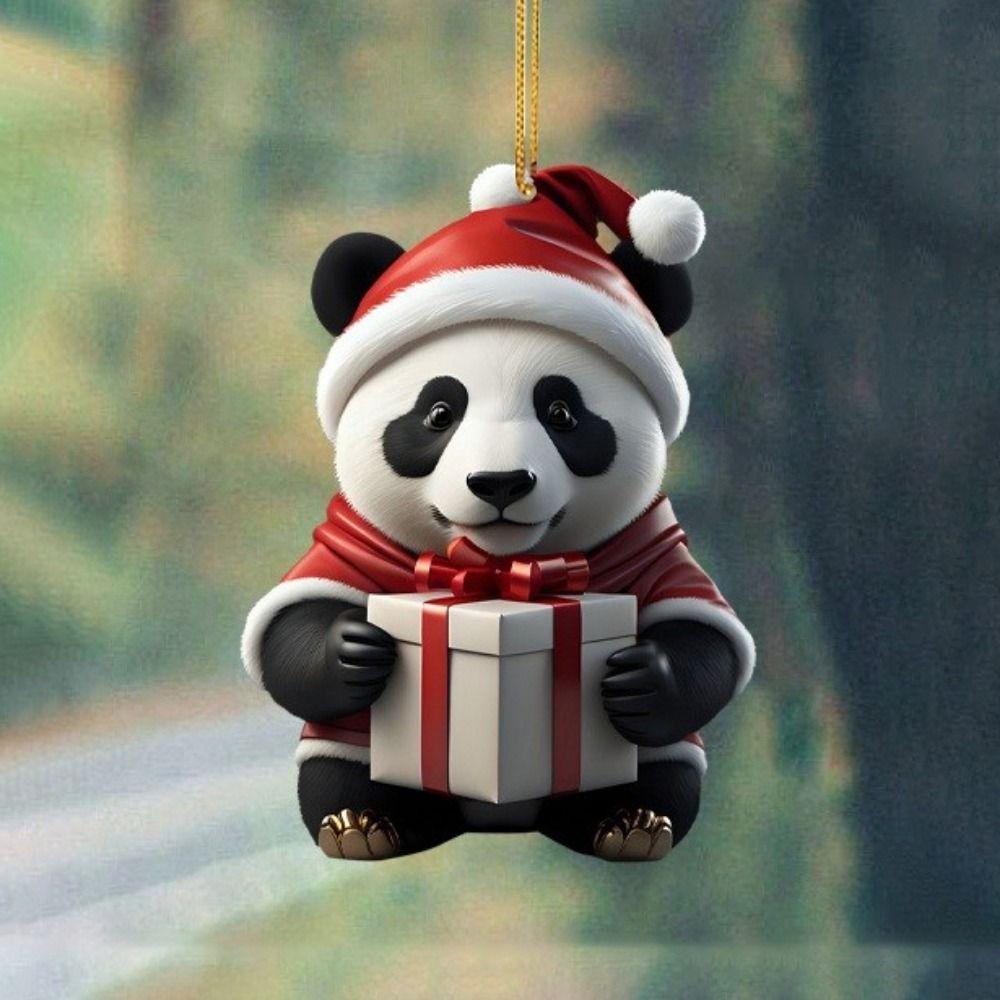 Cartoon Weihnachten Panda Ornament Niedliches Weihnachts-Hängeornament Mode Auto Panda Anhänger Heimdeko