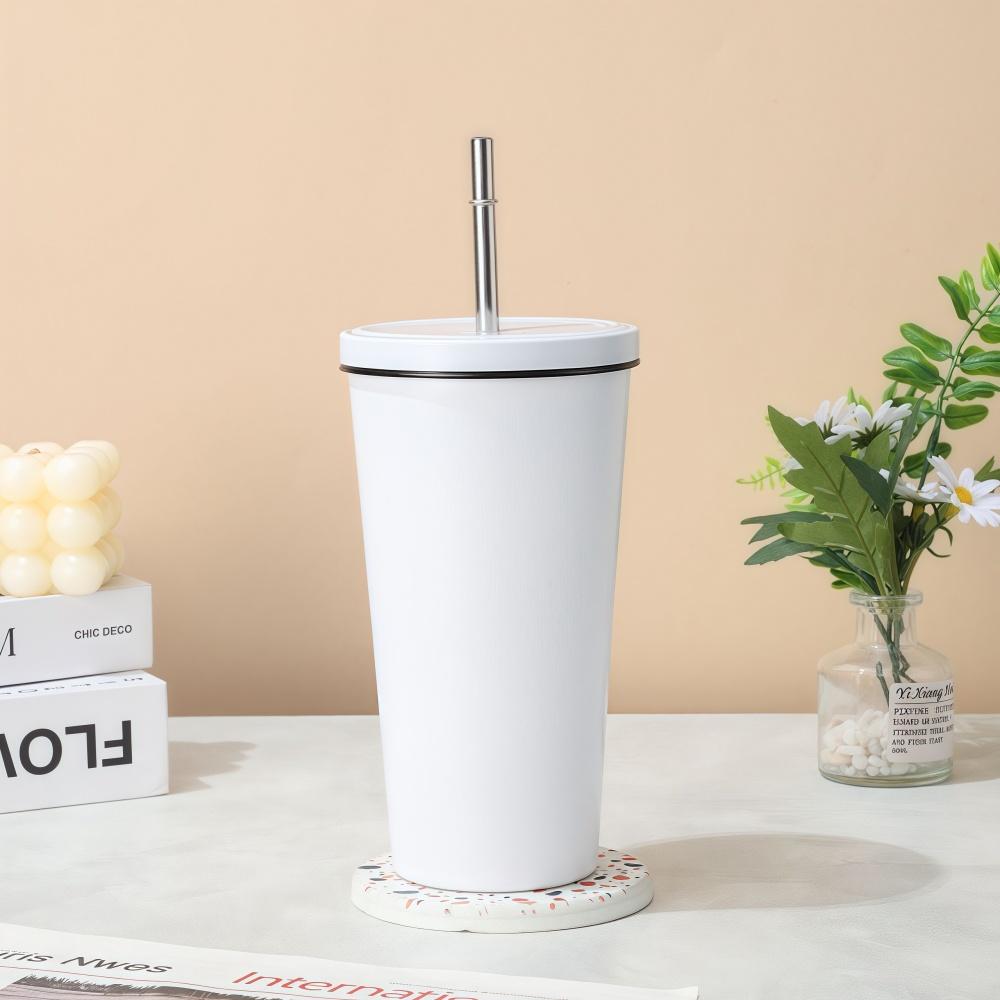 500ml Thermal Mug 304 Stainless Steel Double-Layer Vacuum Insulated Thermos Water Bottle Portable Coffee Cup with Straw