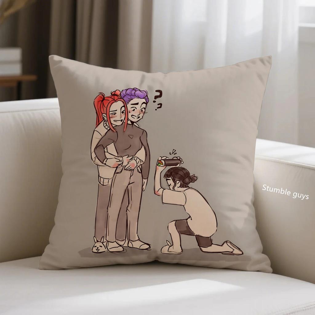 Anime Sofa Pillowcase Kpop Demon Hunters Cushion Cover Home Use