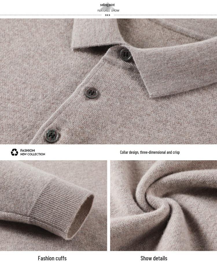 Genuine Brand Men's Luxury Wool Sweater 2025 - Thick, Warm, and Stylish Lapel Knitwear for Mid-Aged Dads.