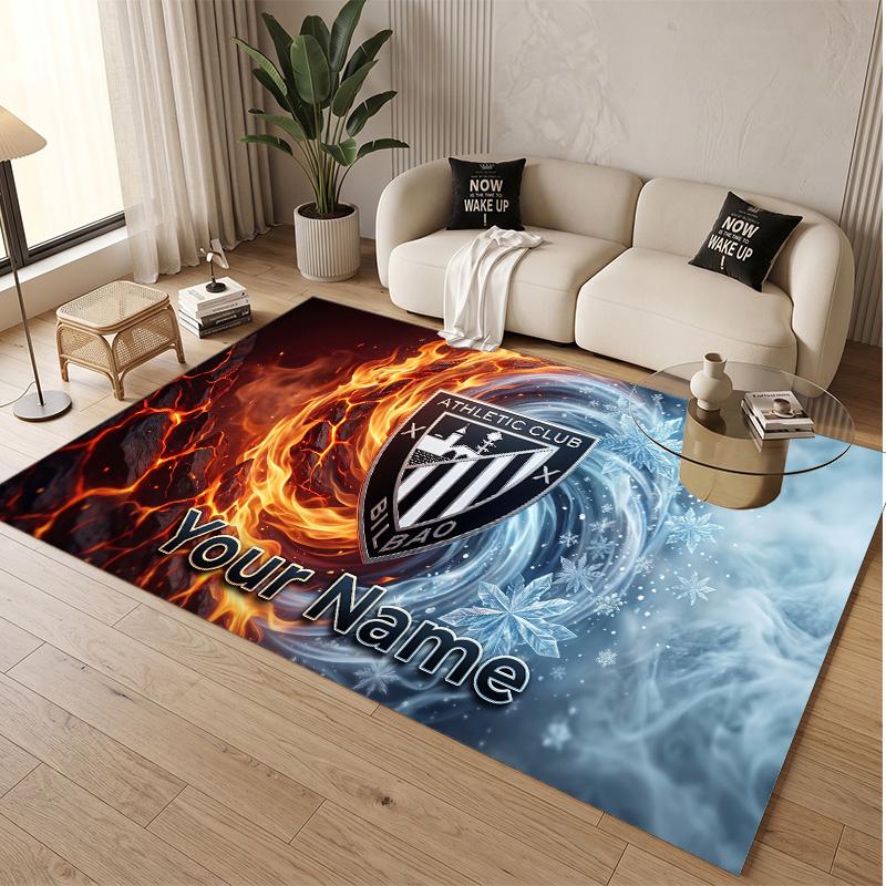 Personalized Crystal Velvet Carpet Athletic Bilbao FC Pattern Non Slip Floor Rug