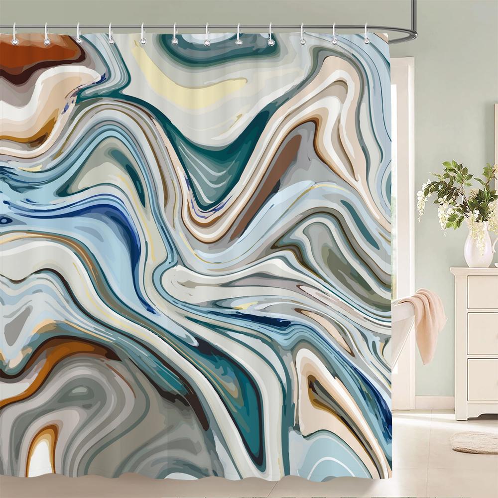 Perdele de duș colorate abstracte din material imprimat 3D, decor pentru casă, dimensiuni multiple, impermeabile, pentru cadă de baie, pentru baie, cu cârlige