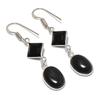 Boucle d'oreille en argent sterling 925 avec spinelle noir naturel, pierre d'onyx 2,05" AE-11791