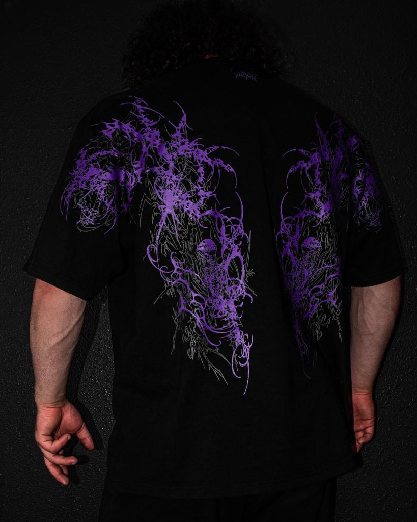 Y2K Black T Shirt With White Horror Pattern Skulls Snakes Spider Design Unique Gothic Style Street Trendy Dark Aesthetic Top