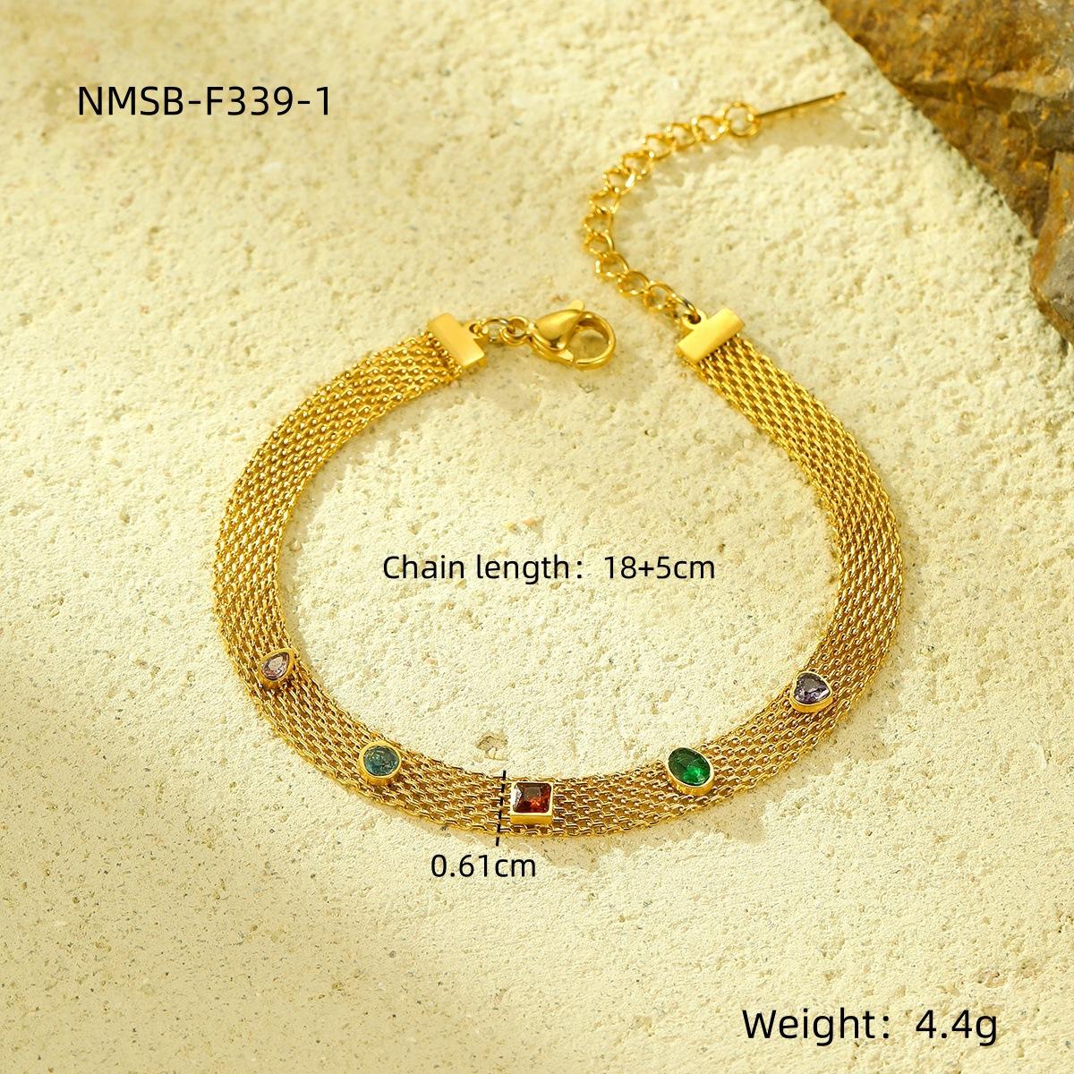

Titanium Steel Bracelet Gold Plated Zirconia Stone Stackable Jewelry Set For Women Fashion Accessories 18K