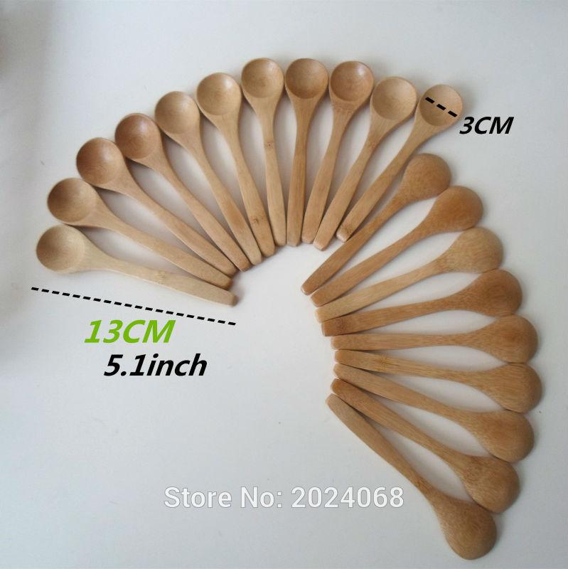 10Pcs/Set 5.1inch Wooden Spoon Ecofriendly Tableware Bamboo Scoop Coffee Honey Tea Spoons Stirrer Dessert Honey Soup Cutlery