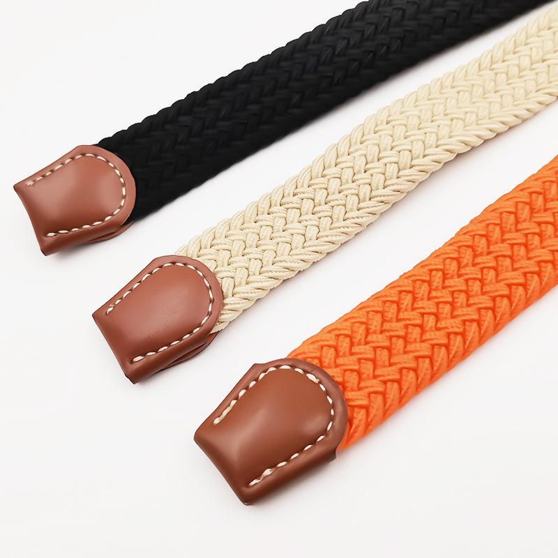 Men and Women Pin Buckle Canvas Belts, Thin Elastic Elastic Belts, Young Students Knitted Canvas Belts