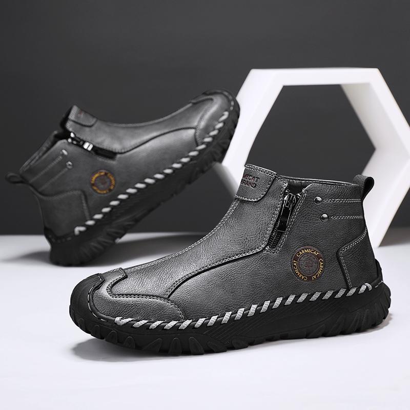 Pánské kožené boty nad kotník, ležérní tenisky, zimní plyšové boty, sněhule 39-45